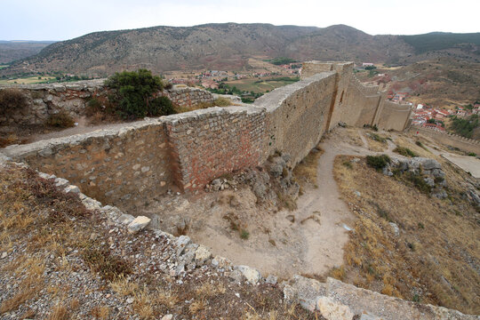 Medieval Albarracin and Ancient City Walls at Sunset, Aragon, Spain
