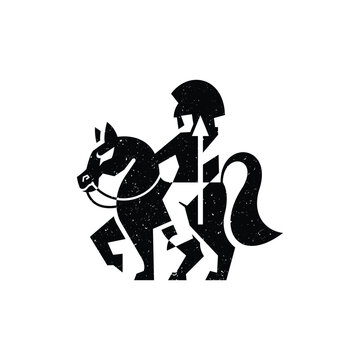 Horse Knight Silhouette Logo &ndash; Simple Modern Minimalist Equestrian Warrior Design Illustration Creative Design Template 