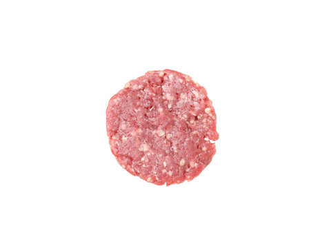 Ground meat isolated on white background. raw ground beef patties. Raw hamburger patty.