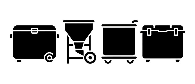 Vector Illustration Set of Industrial Trash and Waste Management Containers