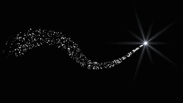 Sparkling stars black screen light animation, twinkle glitter star effect, starlight glow shimmer, magic trail sparkling star dust, shimmering particle burst overlay 4k video loop.