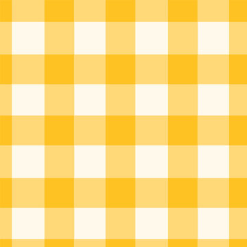 Yellow gingham check pattern with warm cream squares in simple flat vector style