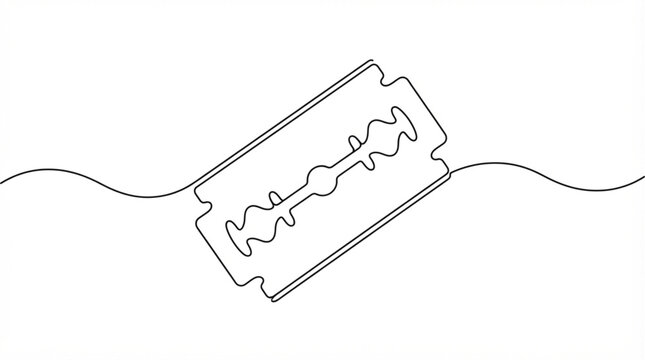  Continuous one line art razor blade steel safety blade icon
