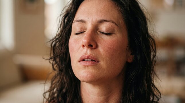 Woman Emotional Release Close Up, Intense Pleasure and Orgasmic Expression, Ecstatic Female Portrait Photography