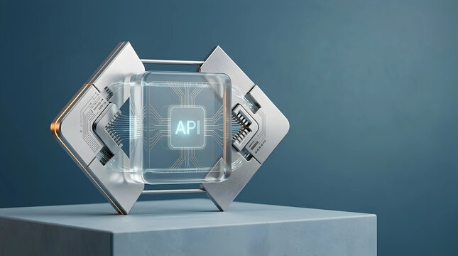 Application programming interface digital connection on futuristic glass chip for tech integration