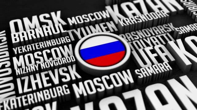 Russia Cities Word Cloud Typography Animation