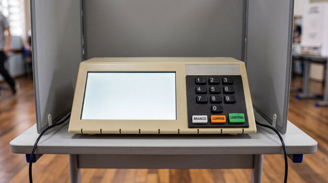 Electronic voting machine in a booth