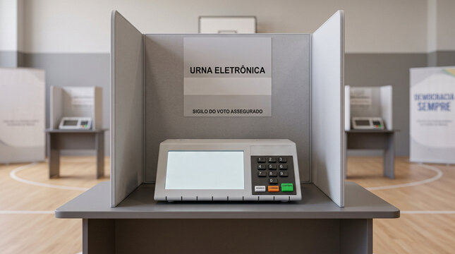 Electronic voting machine in a booth