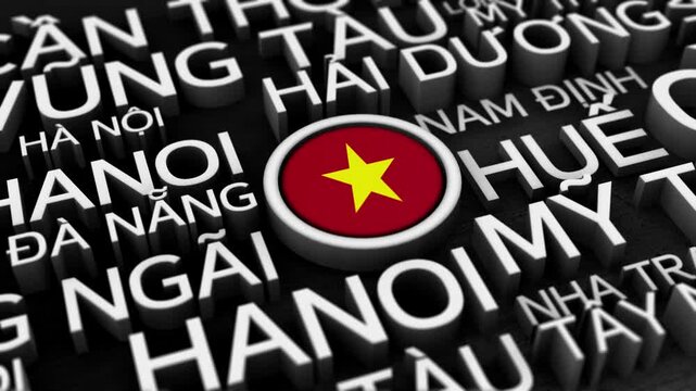 Vietnam Cities Word Cloud Typography Animation