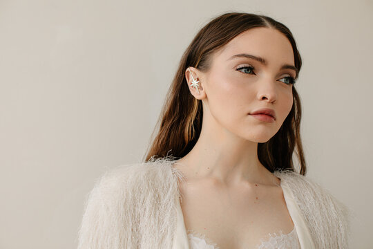 Beauty portrait with beautiful star earring 