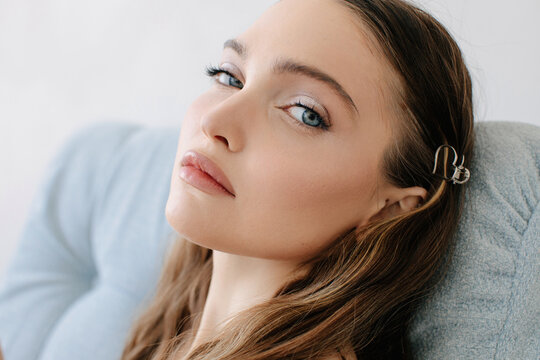Closeup portrait of relaxed woman 