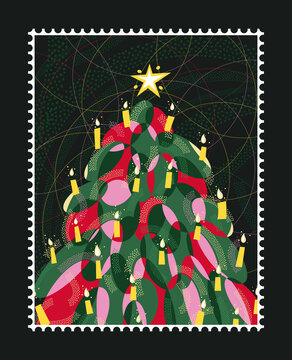 decorated Christmas tree with candles and star