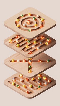 Layered Modular Workflow System with Wooden Process Boards