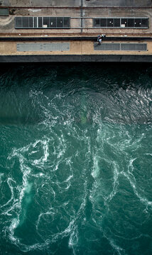 Clean energy from tidal waters - aerial shot of Rance Power station