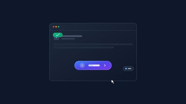 Modern UI animation of a digital payment confirmation, secure online transaction interface, successful web checkout process