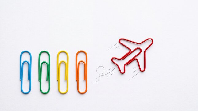 Paper Clip Airplane Breaking Away from Ordinary Office Supplies