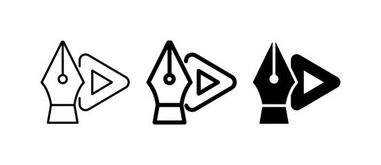 Fototapeta premium Vector Pen Tool Icons, Play Button Symbol, Design Elements, Graphic Tools