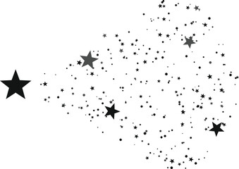 Fototapeta premium Scattered dark stars trailing across a clean white background during a celestial event