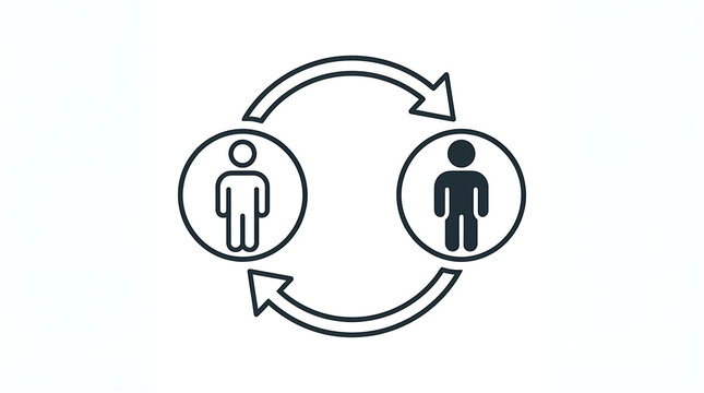 Two people exchanging places in a circular flow