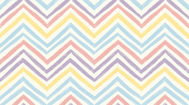 Seamless chevron pattern with soft pastel zig zag lines in pink yellow and grey colors for creative graphic design