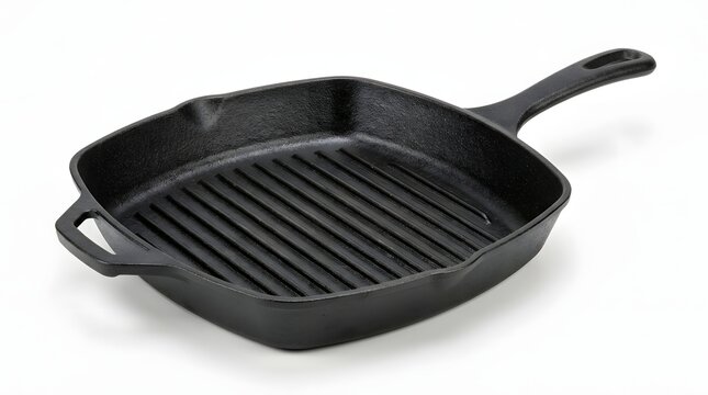 Cast iron grill pan for cooking meat and vegetables