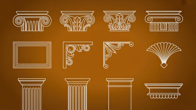 Set of classical architectural design elements.