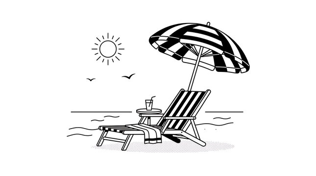 Person relaxing under beach umbrella on lounge chair
