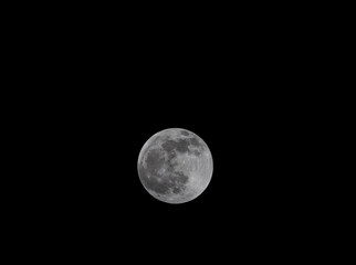 Fototapeta premium Lunar eclipse: the Earth casting its shadow on the Moon, viewed from the Amazon Rainforest in Brazil