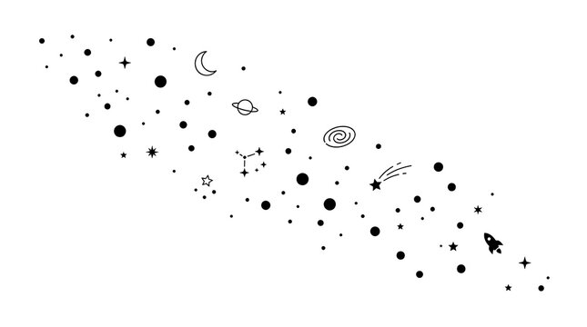 Space icons and celestial objects set