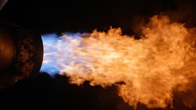 Industrial burner flame combustion jet engine fire exhaust fiery background