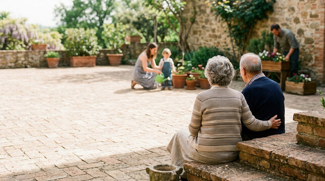 A joyful family gathering in a stunning garden celebrating cherished moments and connections through the generations