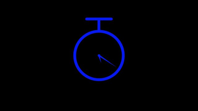 Wall Clock icon on black background, 24 hours timer clock 4k video animation.