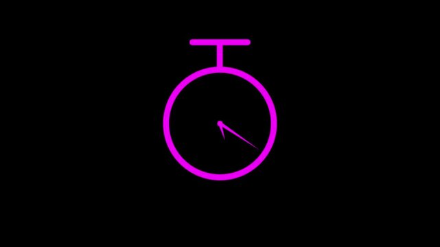 Wall Clock icon on black background, 24 hours timer clock 4k video animation.