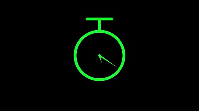 Wall Clock icon on black background, 24 hours timer clock 4k video animation.
