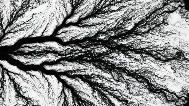 Viscous fingering instability experiment in a Hele Shaw cell showing fractal growth pattern dynamics over time in sequential frames