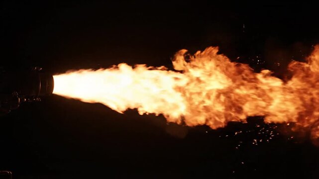 Flame Thrower Jet Fire Burning Sequence