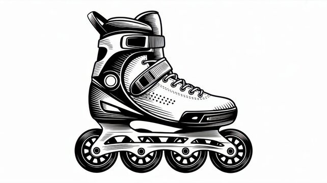 Inline skate sketch isolated on white background