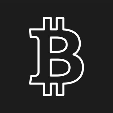 Bitcoin symbol outline on black background