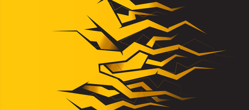 Abstract yellow and black shape background.