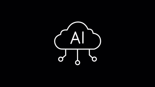 Artificial intelligence and cloud computing icon animation on transparent background with alpha channel