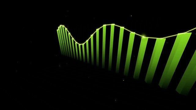 3d bar chart with a glowing trend line representing financial growth and data analysis