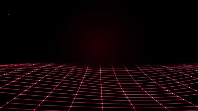 Red neon grid wireframe wave 3D futuristic retro synthwave landscape background