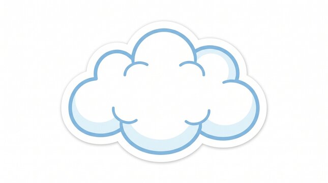 Fluffy Cloud Graphic: A stylized, cartoonish illustration of a white cloud with a soft blue outline, perfect for adding a touch of whimsy to digital designs.