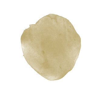 Abstract Watercolor Coffee Stain Olive Green Blotch on White Background