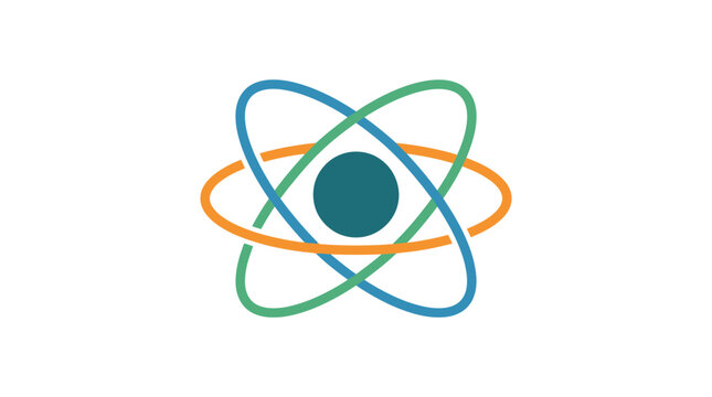 Colorful Atomic Structure Illustration with Orbits.