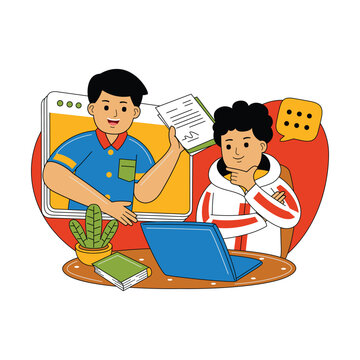 Online Collaboration and Remote Work Illustration