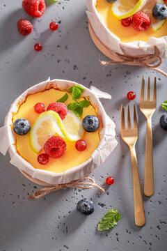 Sweet lemon curd flavored with vanilla and lemon.