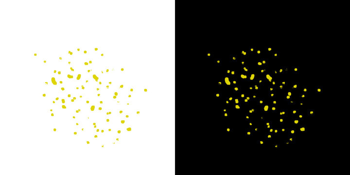 Abstract yellow gold ink splash or liquid splattered effect ideal for design overlay, motion graphics, and video elements.