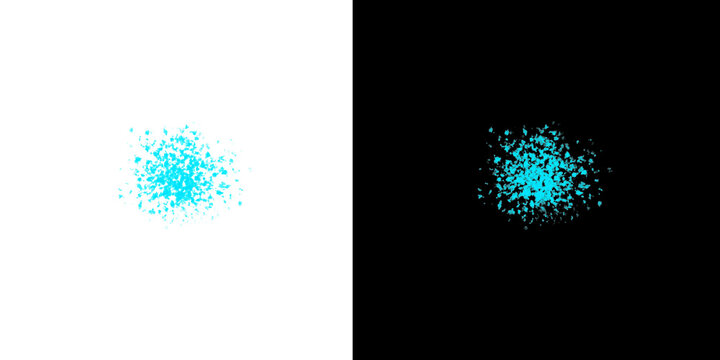 Abstract cyan ink dust powder explosion or liquid splatter effect ideal for design overlay, motion graphics, and video.