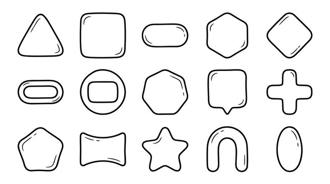 Minimalist Puffy Geometric Shapes and Badges Icons Set
